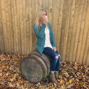 Teal Chunky Button Down Cardigan Small